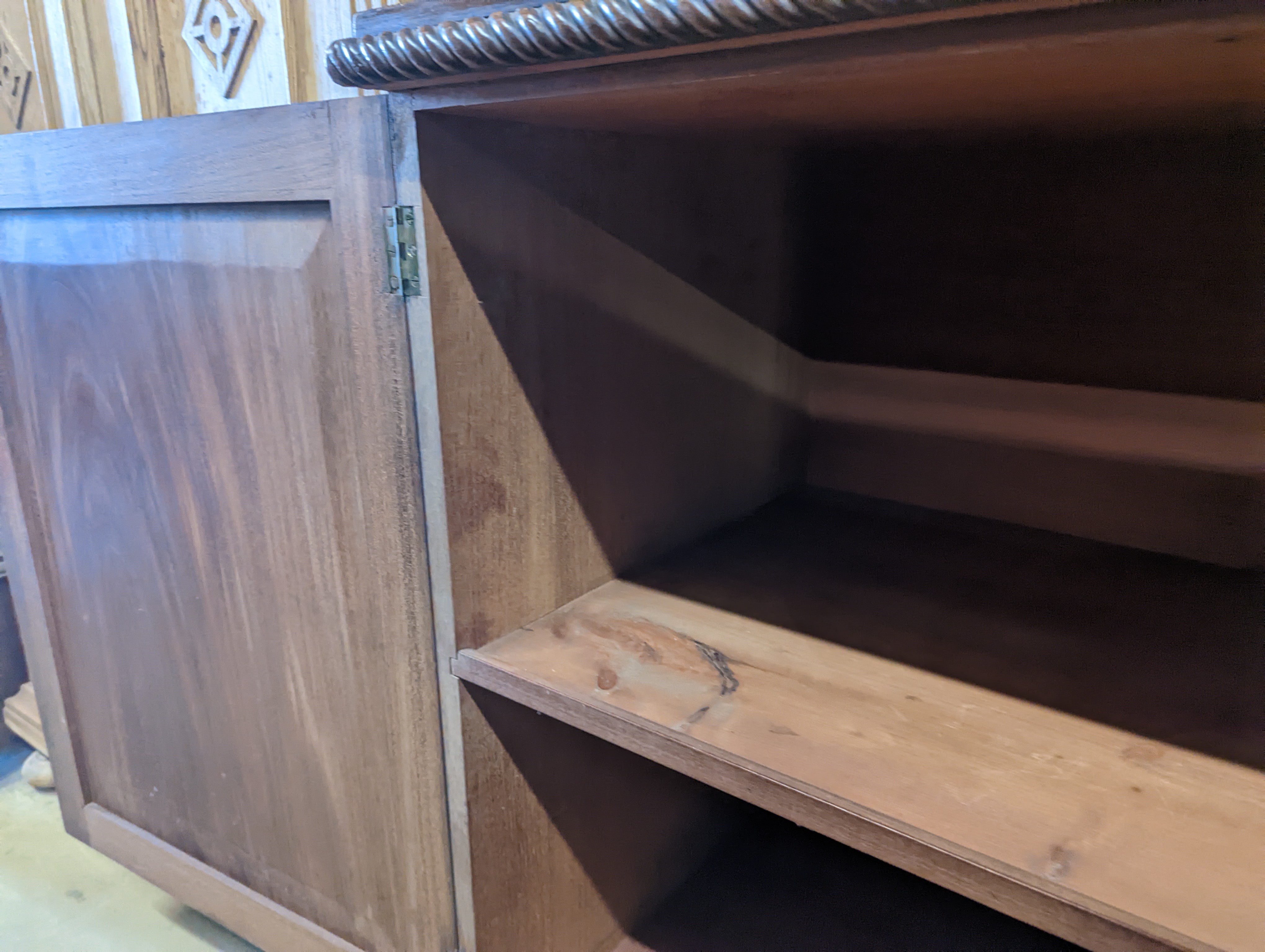 A mahogany two door side cabinet, width 110cm, depth 51cm, height 84cm